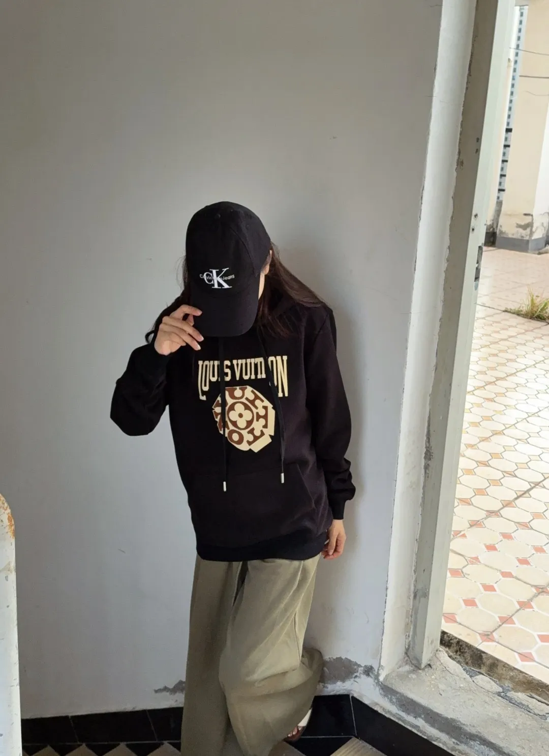 Louis Vuitton/Louis Vuitton 25Fw 3D letter patch hooded sweatshirt